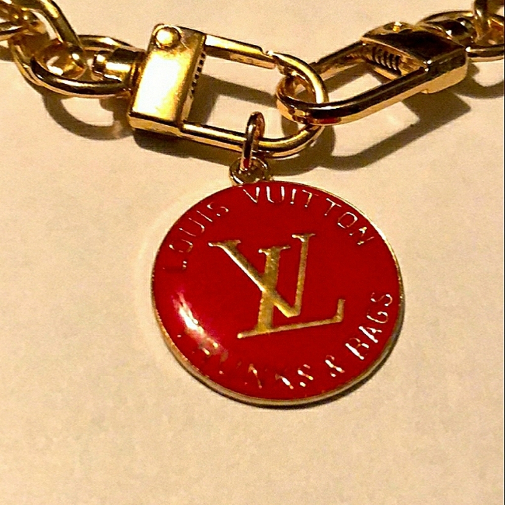 Louis Vuitton Trunks & Bags DEEP Red and Gold CHARM Necklace Unbranded Chain Inc